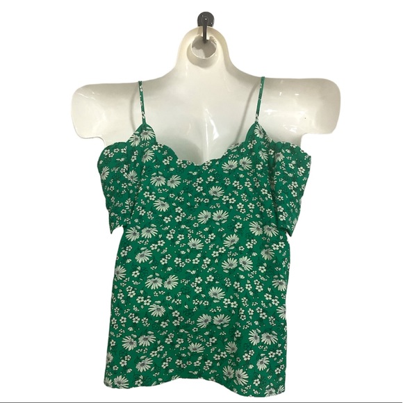 Monteau green floral cold shoulder top - Picture 3 of 5